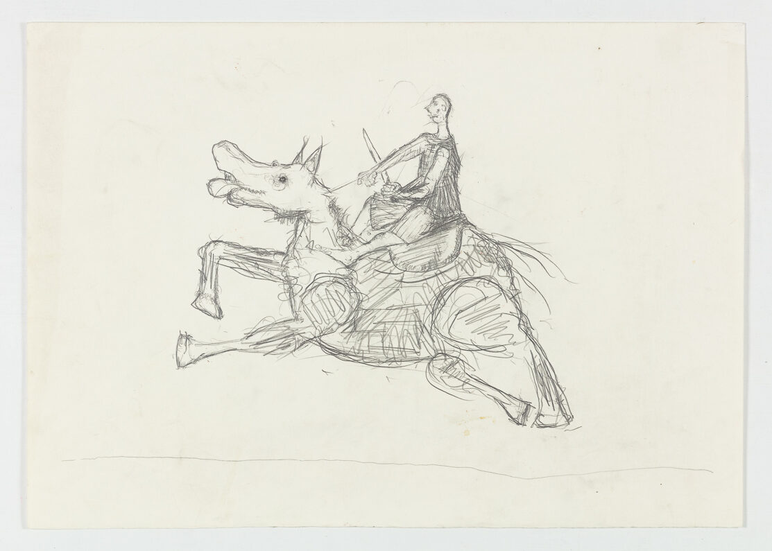Gregor Wiest, Rider Hotte, 2018, pencil on paper, 14" x 20"