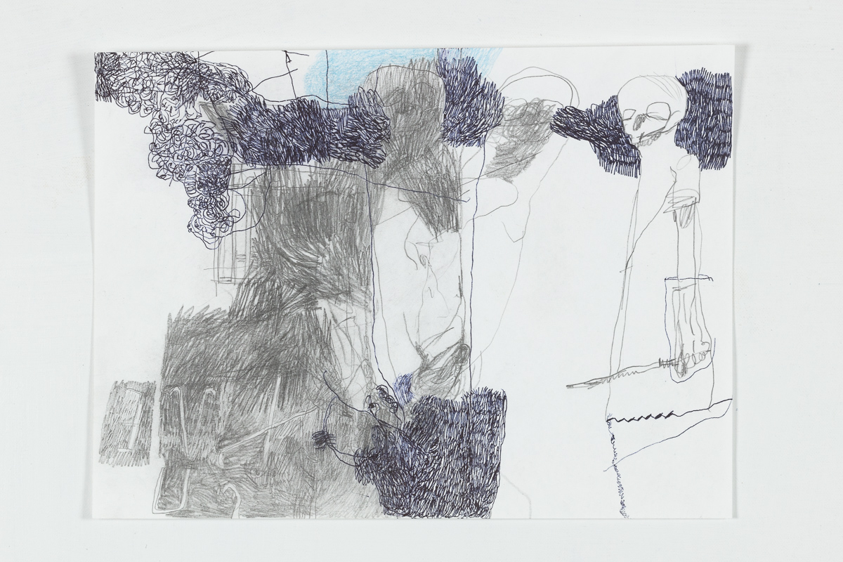 Hagen Klennert, The Knife, mixed media on paper, 8" x 11", 2019