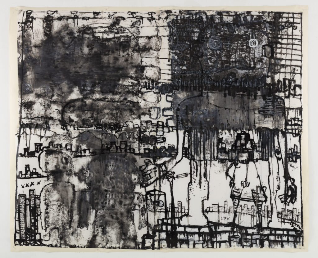 Gregor Wiest, FLX / Hot Snakes, 2023, ink on paper, 60"x 72"